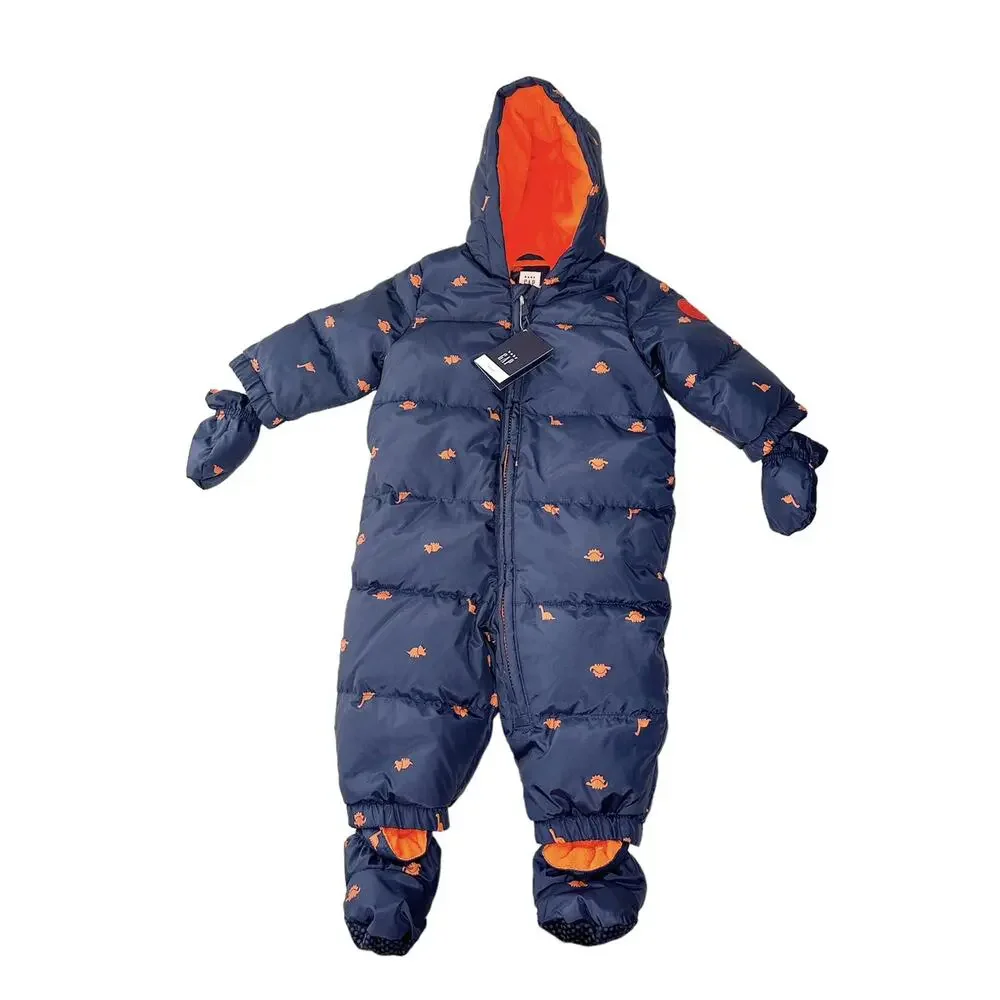 NWT Gap Dinosaurs Print Puffer One Piece Bunting Size 6-12 Months - Picture 1 of 7